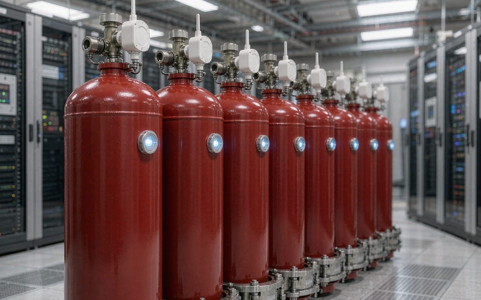 自动灭火系统现场部署实拍：传感器设备安装于真实消防场景